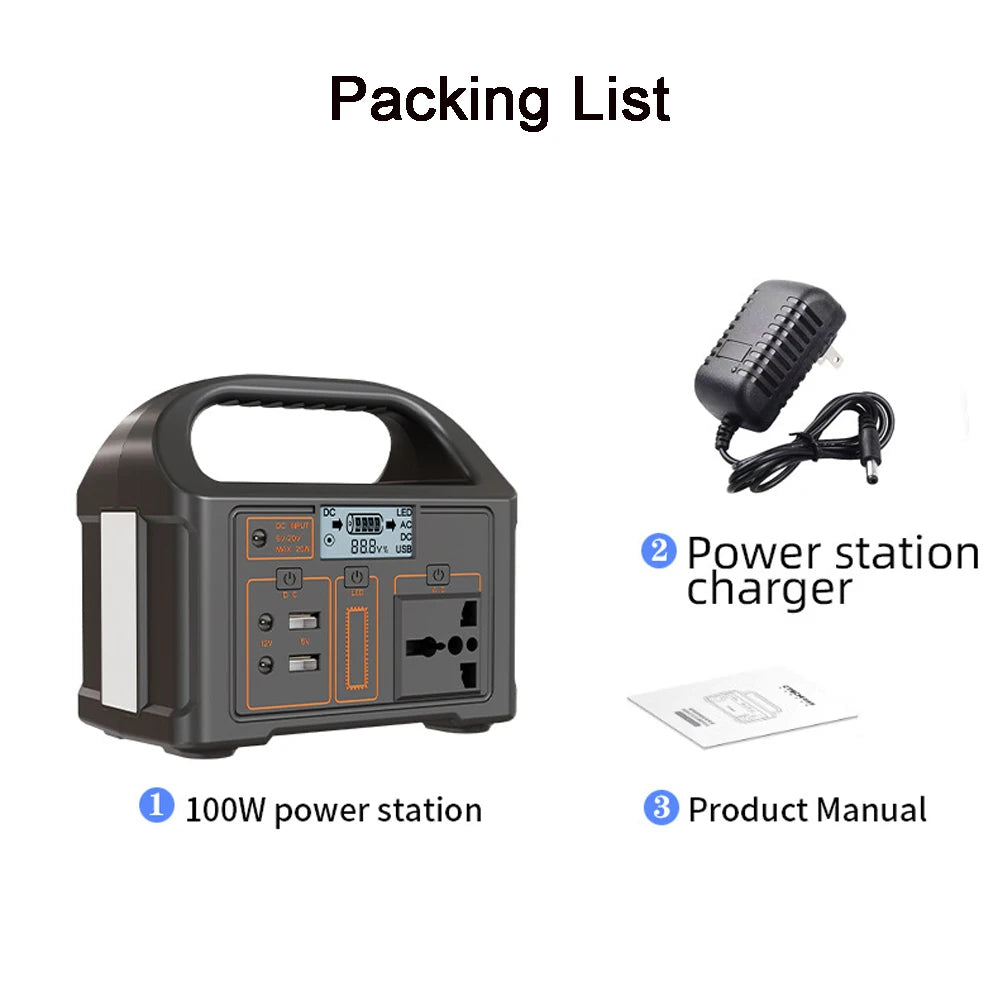 24000mAh Power Station 100W LiFePO4 Solar Generator Portable Power Station UPS Emergency Energy Storage Supply for Camping RV WardBoyzPROShop