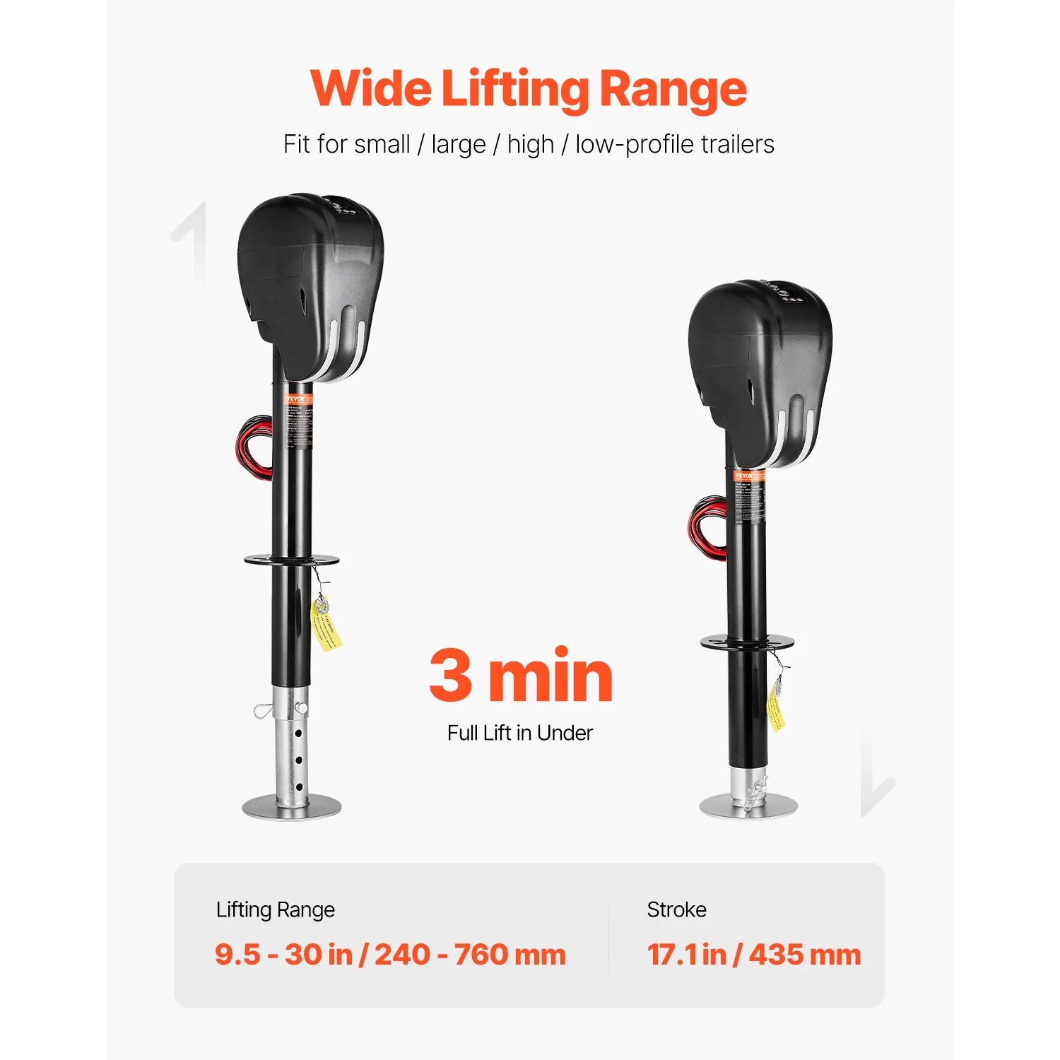 VEVOR 3500 lbs Electric Trailer Jack 9.5"-26.3" Lift with 2 Way Connector & Memory Function RV Power Tongue Jack for Campers WardBoyzPROShop