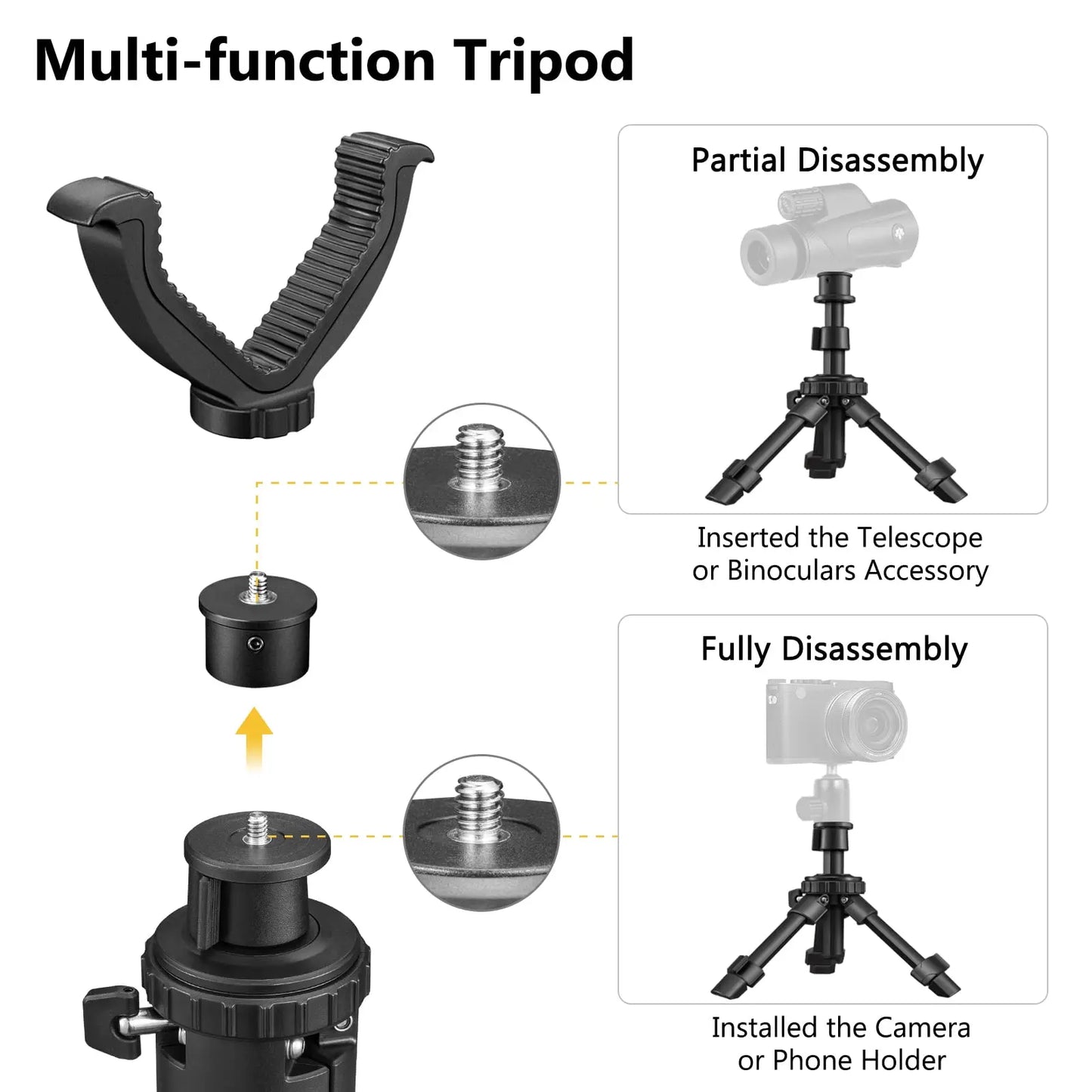 Rest Tripod Durable Adjustable Height 360 Degree Rotation V Yoke Stand Portable Aluminum Construction For Target Hunting