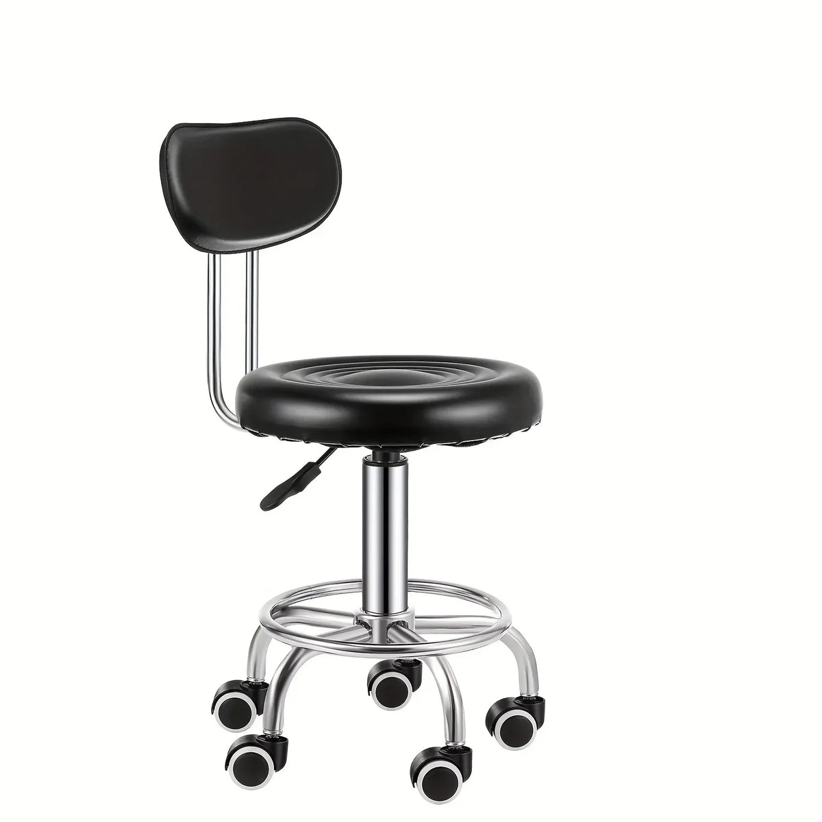 Adjustable Swivel Bar Stool with Backrest - Contemporary Faux Leather & Chrome-Plated Iron,Office Stool | Sleek Modern Stool