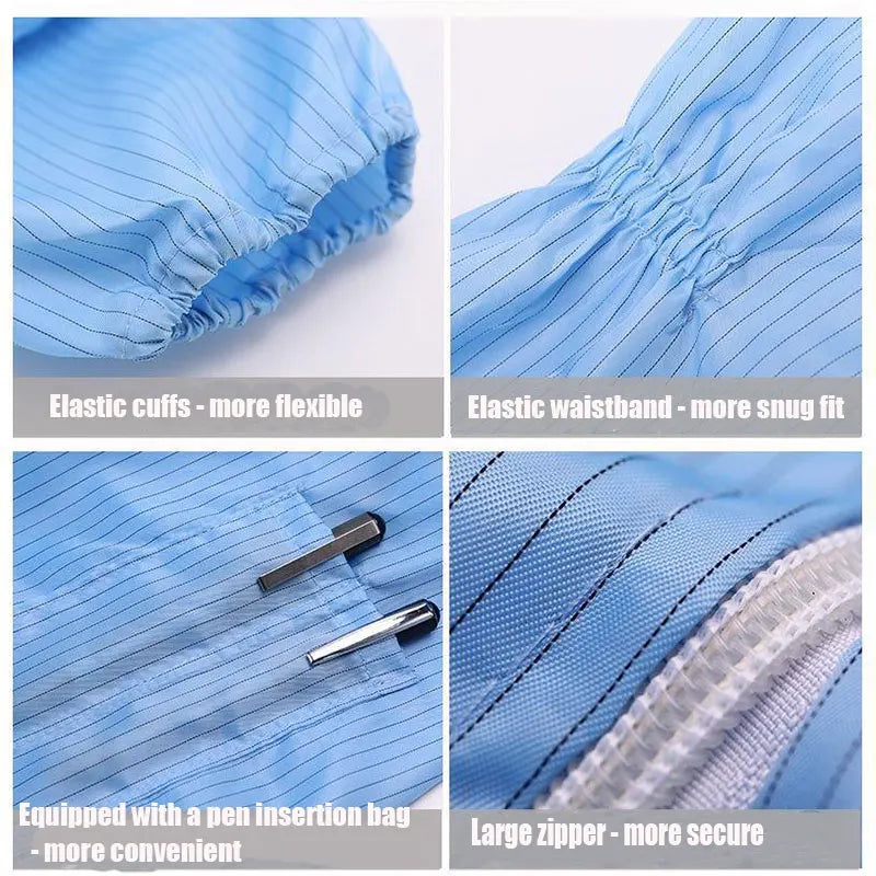 One-piece Coveralls Clean Clothes Hood Cleanroom Garments Clean Food Dust-proof Paint Work Clothing Unisex Protective Overalls