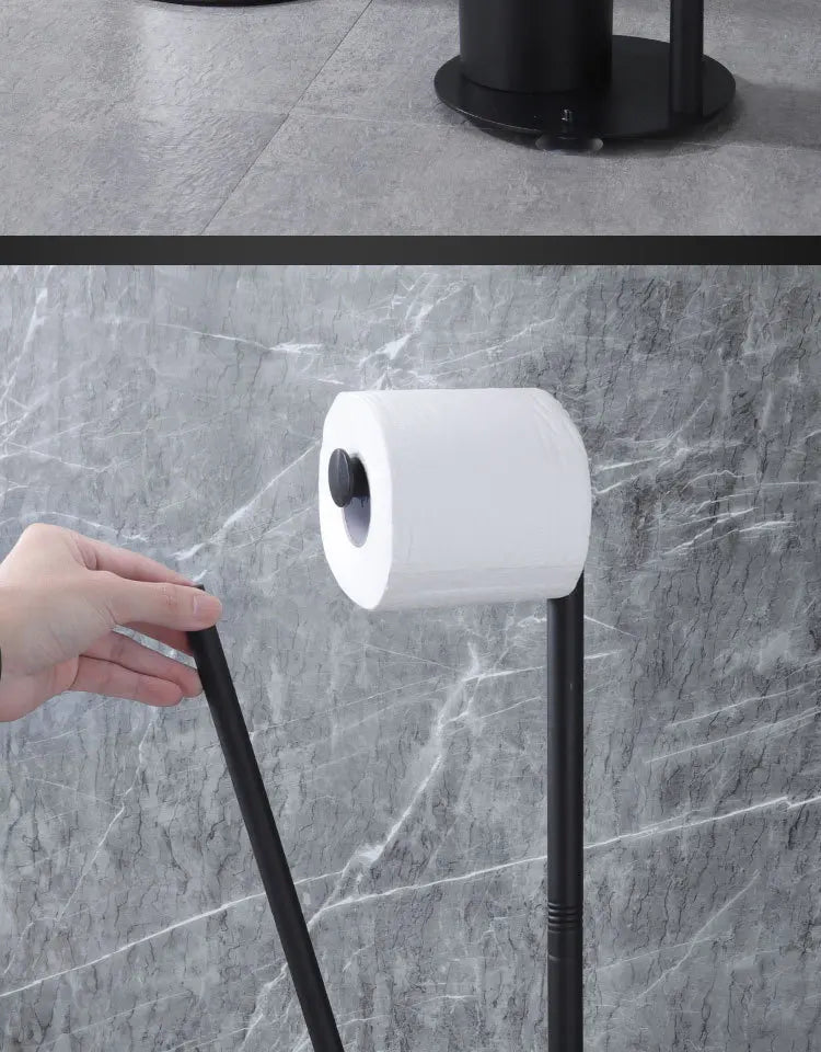 Freestanding Toilet Paper Holder – Multi-Functional Floor Standing Tissue Rack with Toilet Brush Holder for Bathroom