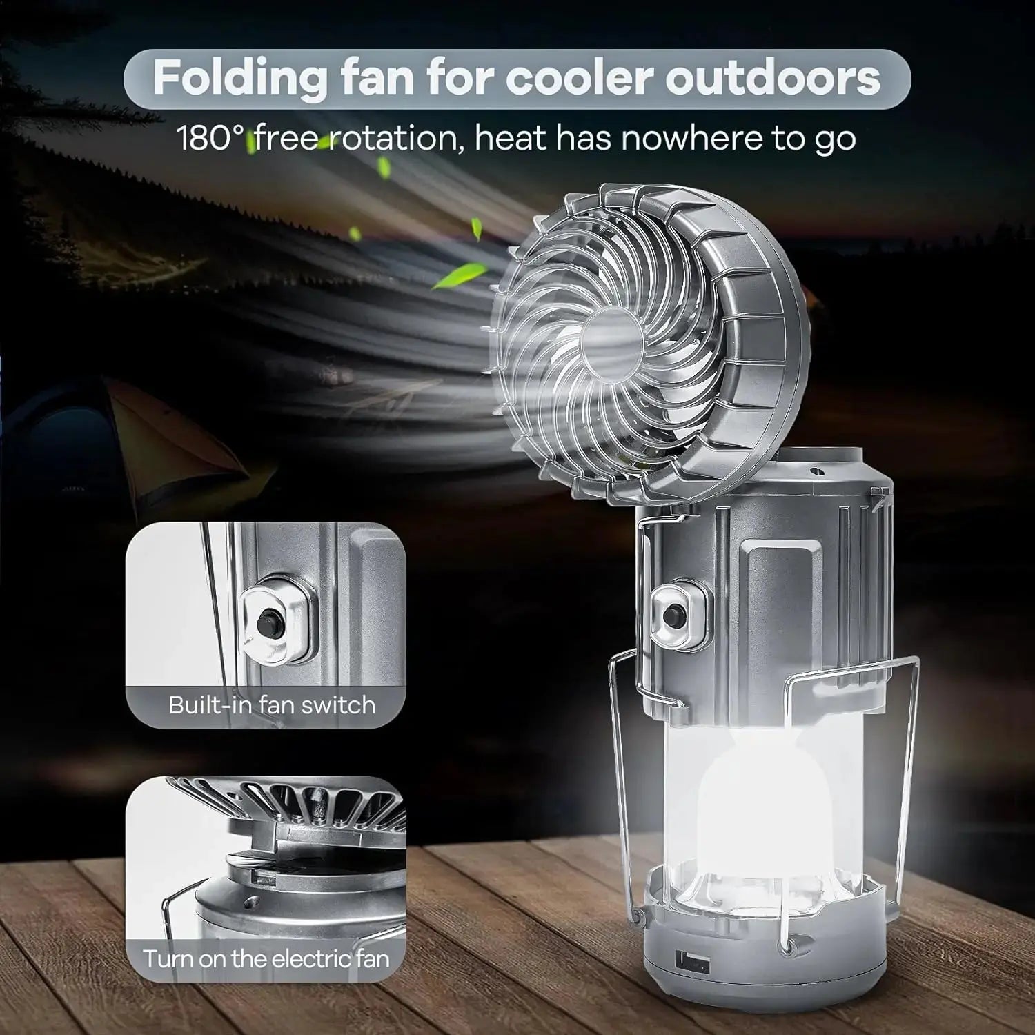 Solar Camping Lantern with Fan Rechargeable Camping Fans Charging Light for Hurricane Power Outage Tent Emergency Camping Gear WardBoyzPROShop
