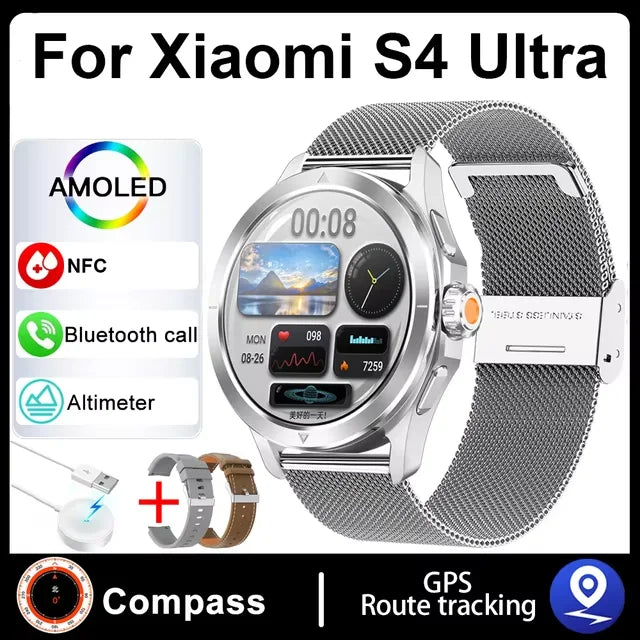 S4 Ultra For Xiaomi Smart Bracelet Men Watch AMOLED HD Screen Bluetooth Call GPS Trajectory NFC Heart Rate Compass SmartWatches WardBoyzPROShop