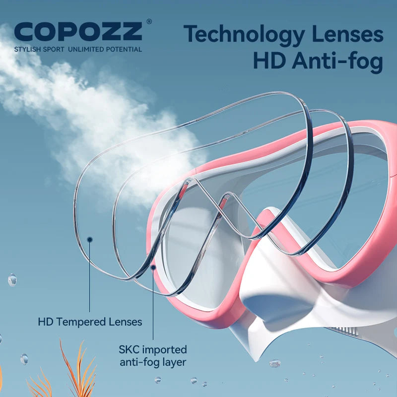 COPOZZ Professional  Diving Mask Full Vision Mask Underwater Snorkel Mask Set Swimming Snorkel HD Anti Fog Diving Equipment WardBoyzPROShop