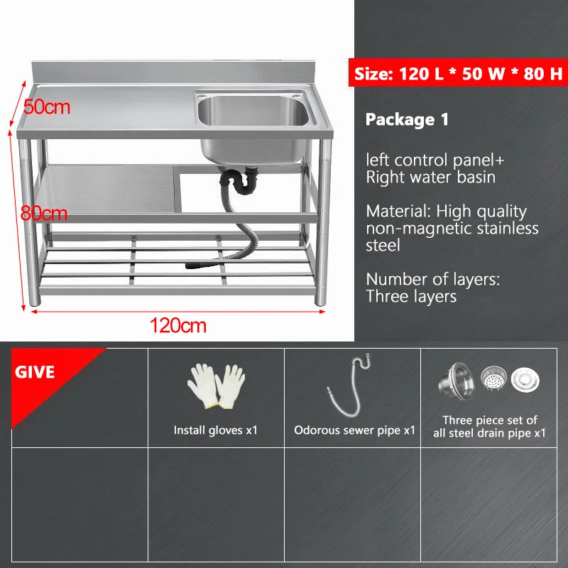 Thickened Stainless Steel Washbasin Household Sink Double Sink Kitchen Washing Basin Countertop Integrated with Bracket Sink