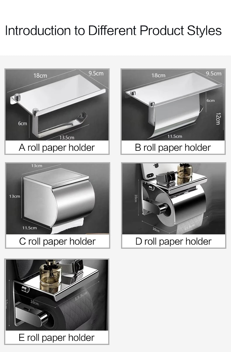 Bathroom Toilet Paper Holder 304 Stainless Steel Waterproof Roll Paper Box Tissue Box Holder Bathroom Hardware Accessories