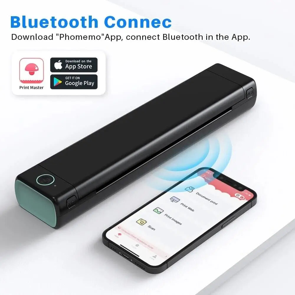 Mini Phomemo M08F Portable Printer Bluetuth Thermal Printer Compatible with Android, iOS & Laptop Portable Wireless A4 Printers WardBoyzPROShop