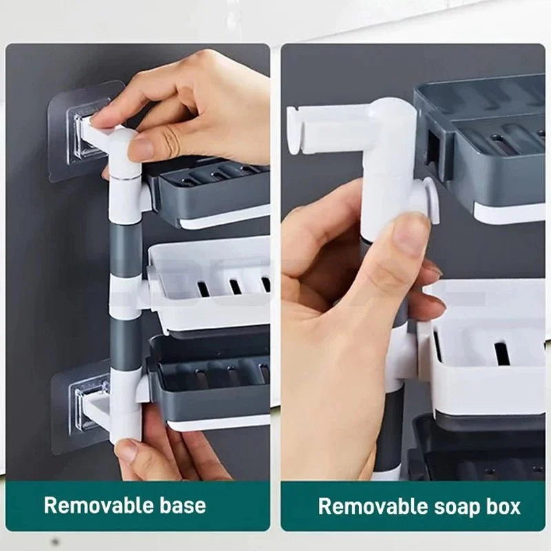 2/3/4 Rotating Drain Soap Box, Non Drilling Soap, Hanging Bathroom Soap Box Holder, For Bathroom