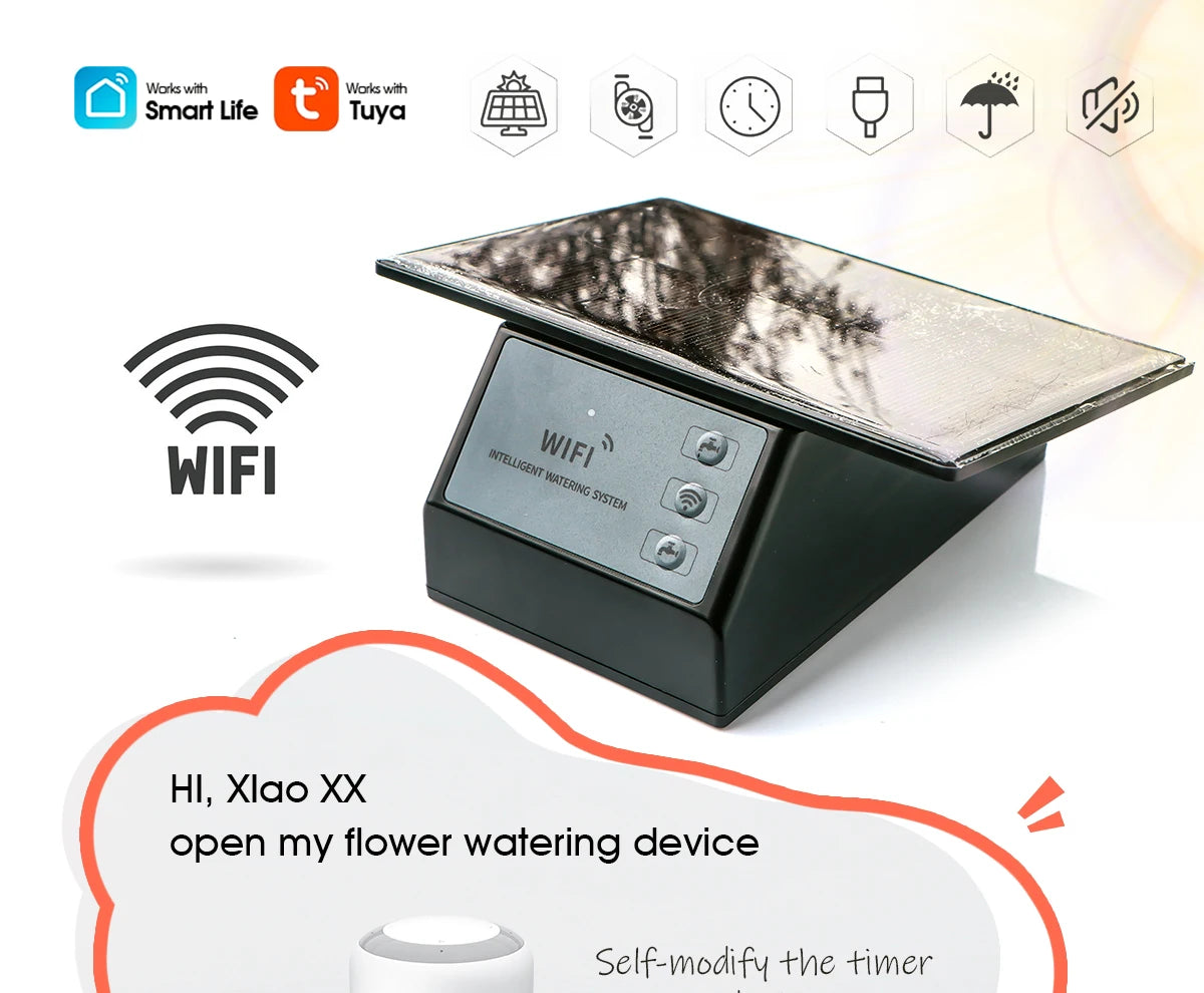 Tuya Wifi-compatibility Solar Power Timer Pump Automatic Drip Irrigation Kit Garden Mobile Phone Remote Control Watering System