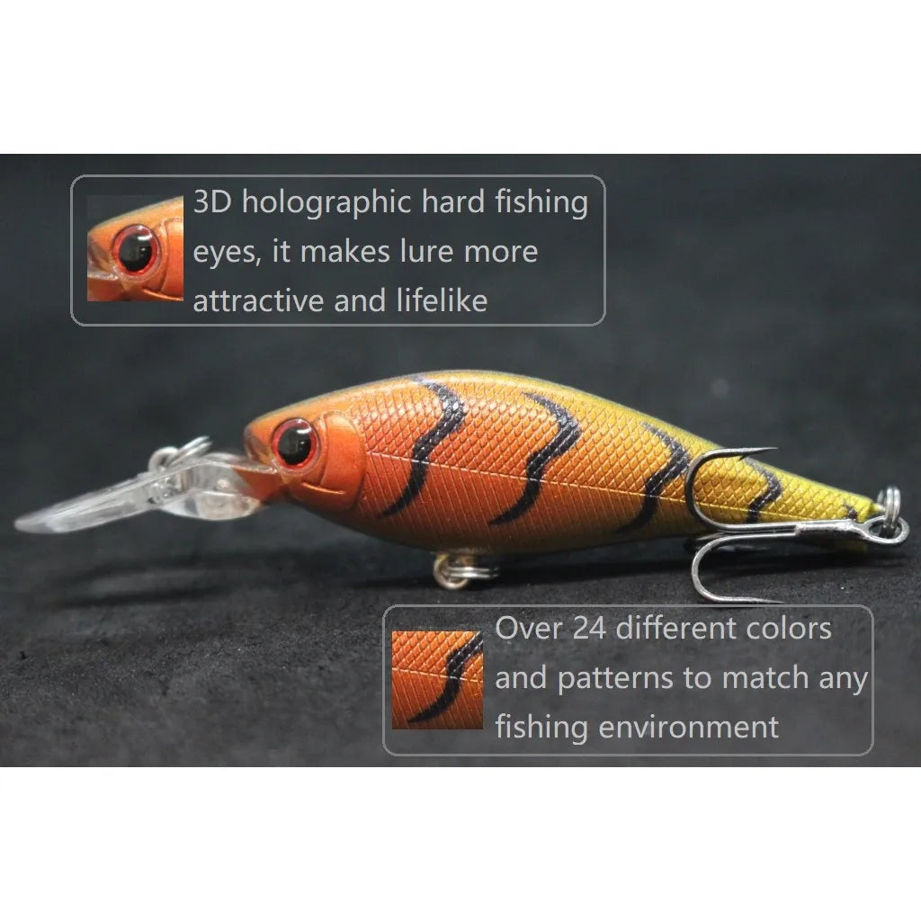 wLure Wobbler Minnow Crankbait Fishing Lures 7.5g 8.5cm 2 Meter Diving Depth Floating Slowly with 2 #8 Hooks Musky M515