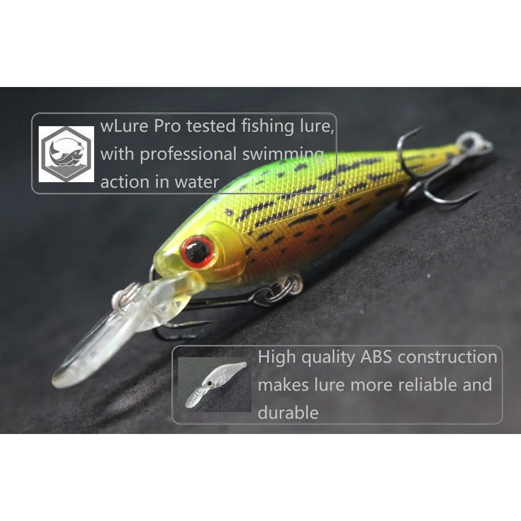 wLure Wobbler Minnow Crankbait Fishing Lures 7.5g 8.5cm 2 Meter Diving Depth Floating Slowly with 2 #8 Hooks Musky M515