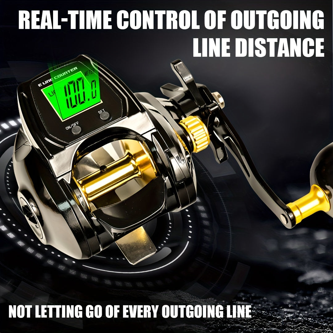 1pc 6.3:1 Gear Ratio Electronic Fishing Reel, Large Screen Counting Baitcasting Reel, Digital Display Fishing Reel With 26.46LB Brake Force, Fishing Tackle For Saltwater WardBoyzPROShop