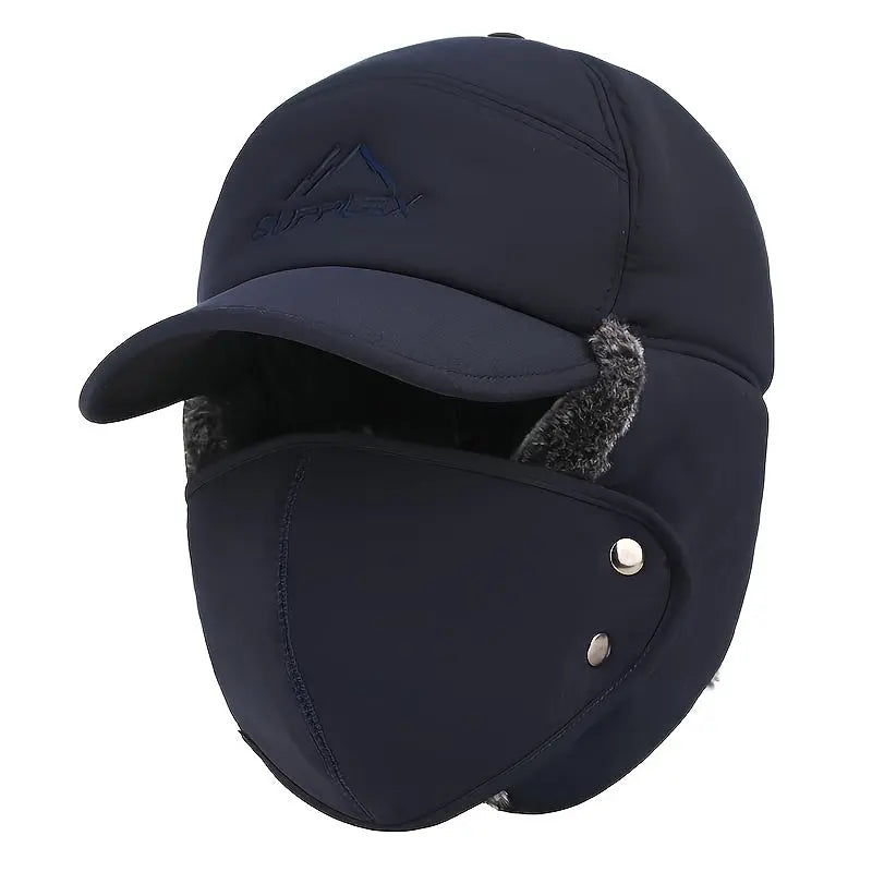 Winter Bomber Hat with Detachable Face Mask - Thick, Warm & Windproof for Skiing, Skating & Mountain Biking | Hand-Washable Polyester WardBoyzPROShop