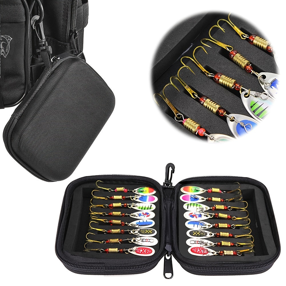 16pcs-Set Metal Spoon Spinner Fishing Lure, Spoonbait Crankbaits Fishing Wobblers Pike & Crochet Kit, Artificial Bait - For Freshwater & Saltwater Fishing -  Suitable for Pike, Bass & Other Predator Fish - Great Gift for Angl WardBoyzPROShop