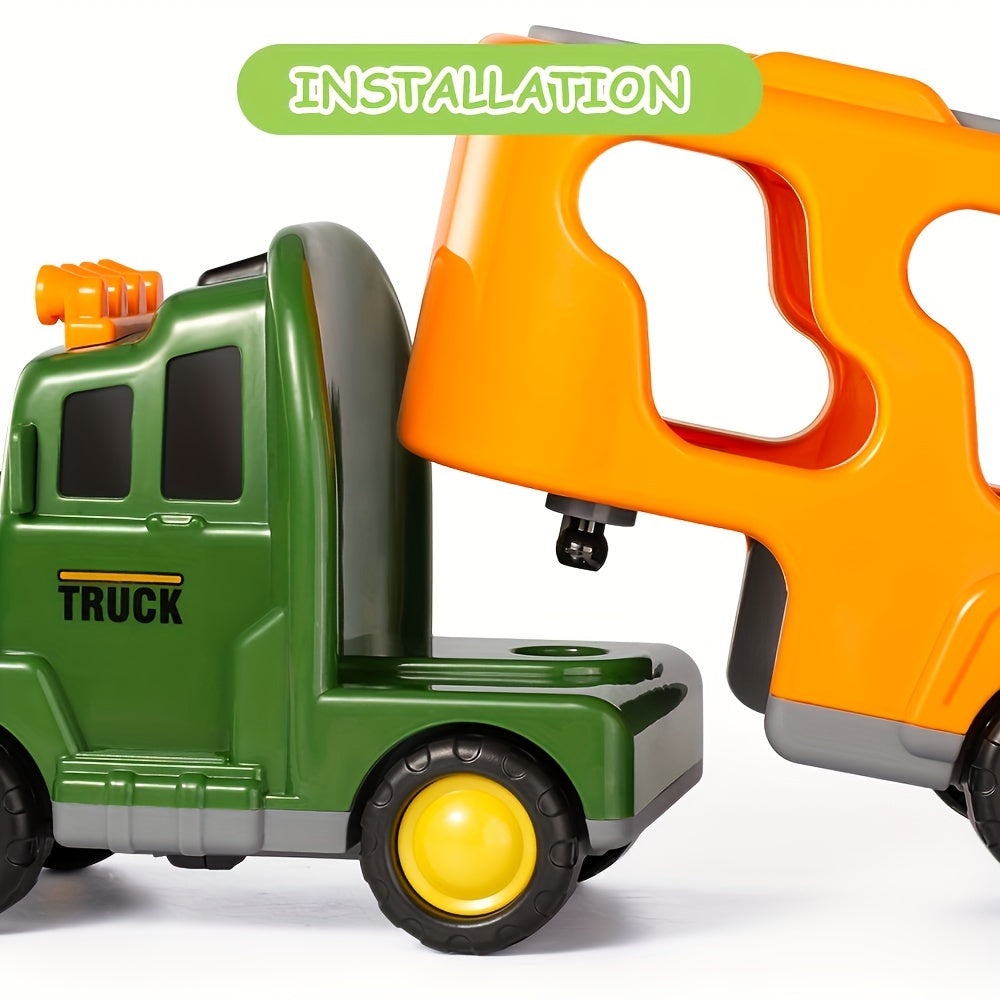 Baby Home Dinosaurs & Truck Toys Transport Car With 3 Dino Figures & 3 Monster Cars, Friction Toy Vehicle In Carrier Truck With Light & Sound, Play Gift Set Halloween, Christmas Gift