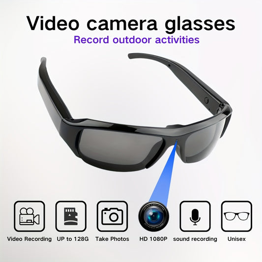 Smart Wearable Video Glasses for Outdoor Sports & Meetings - 1080P HD, 90-Min Battery Life, 75° Wide Angle, Includes 64GB Memory Card, for Spring