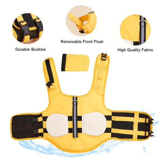 Adorable Bee-Themed Dog Life Jacket with Dinosaur Wings - Adjustable Safety Swim Vest for Small to Large Breeds, Hand-Wash Only, Dog Life Jacket for Swimming WardBoyzPROShop