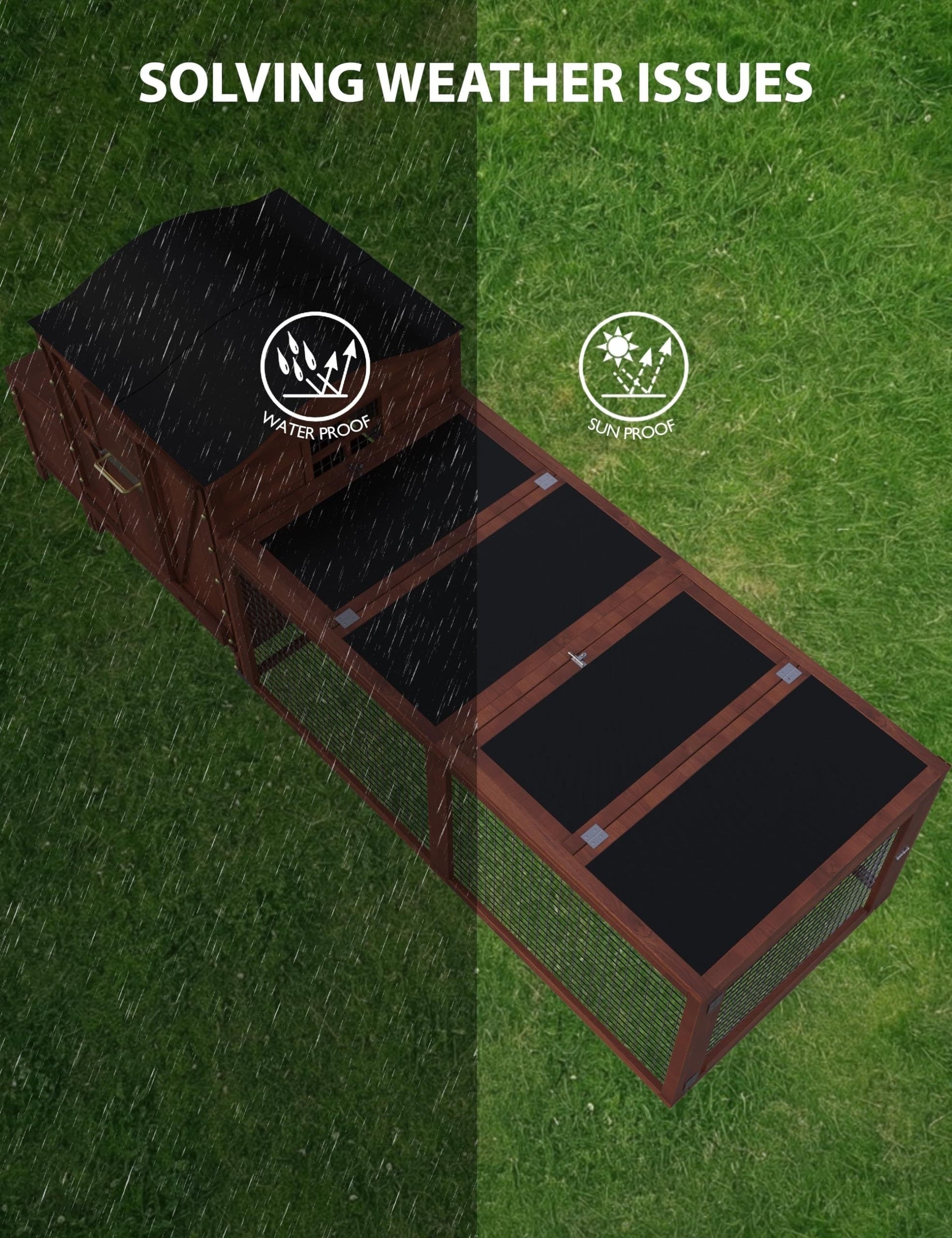 Extra Large 106in Red Train Design Outdoor Wooden Chicken Coop - Spacious Hen House for 3-5 Chickens with Weather-Resistant Roof, Large Nesting Box, Play Run, Pull-Out Trays, and Ramp - Durable, Easy to Clean, and Predator-Pr WardBoyzPROShop