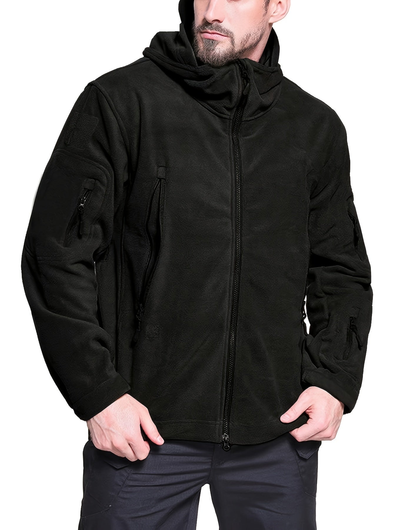 Men's Tactical Hoodie Fleece Jacket Winter Warm Full-Zip Military Army Outerwear Outdoor Sport Hooded Skiing Hunting Hiking Coat with 7 Zip Pockets WardBoyzPROShop