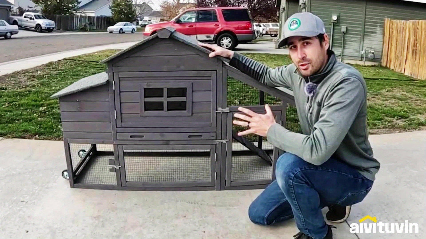 Aivituvin Chicken Coop Expandable Chicken House For Outdoor With Wheels Nesting Box, Leakproof Pull-on Tray And UV-Resistant Roof Panel WardBoyzPROShop