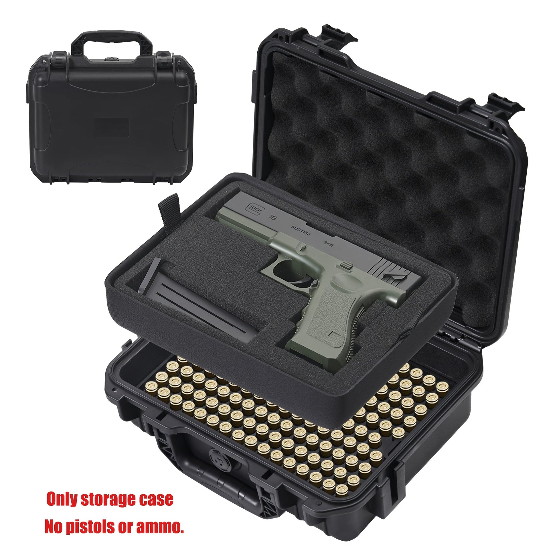 Lockable Hard Shell Gun Case - Durable Firearm & Ammo Storage Box for 9x19mm, 9mm Luger, 380ACP, 38 S&W, 32 S&W,.40 S&W (Case Only) WardBoyzPROShop
