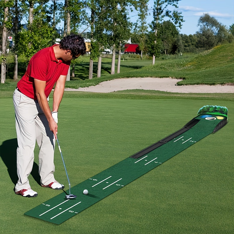 [Lenticular 3D] HUAEN Golf Putting Mat - 8ft Indoor Practice Mat with 3D Backplate and Ball Return WardBoyzPROShop