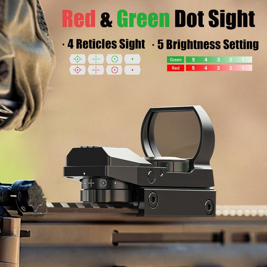 1X22X33 Red/Green Dot Gun Sight with 20mm Rail - Tactical Red Dot Sight, 4 Reticle Patterns, 5 Brightness Settings & Parallax Correction, Battery-Powered (Up to 36V), Compatible with Picatinny/Weaver Rails for Rifles, Pistols WardBoyzPROShop