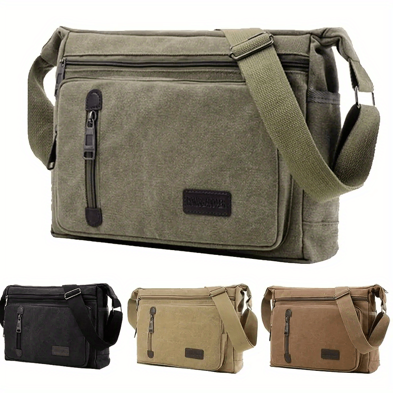 1pc Stylish Army Green Polyester Casual Travel Crossbody Bag - Adjustable Shoulder Strap, Retro Messenger Bag for Going Out, Personality Style, Durable and Water-Resistant - Perfect for Outdoor Hiking and Daily Use - WardBoyzPROShop