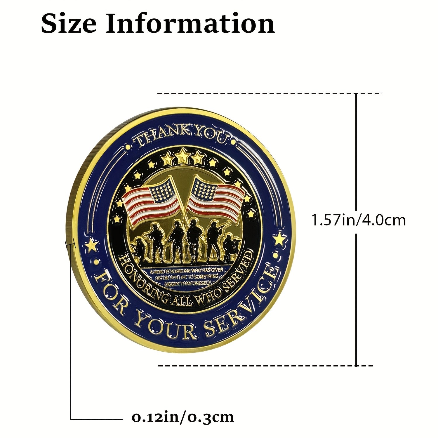 Bulk Patriotic Thank You for Your Service Challenge Coins - 1.57 Inch Golden Solid Metal Commemorative Coins with "Proud of You" & Military Service Design, Navy Blue & Golden Stars, Laurel Branches - Memorial Day, Independenc WardBoyzPROShop