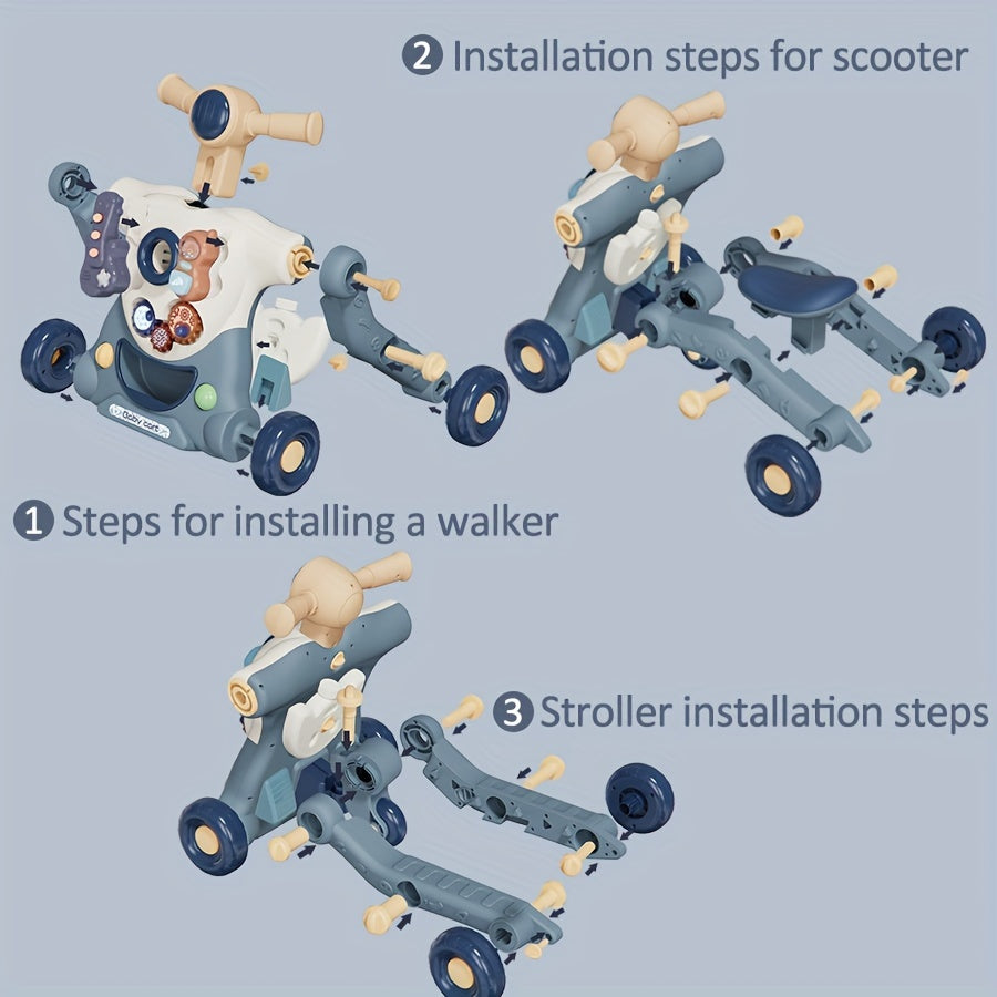 3-in-1 Sit-to-Stand Learning Walker Toy, Educational Walker Toy With Activity Center