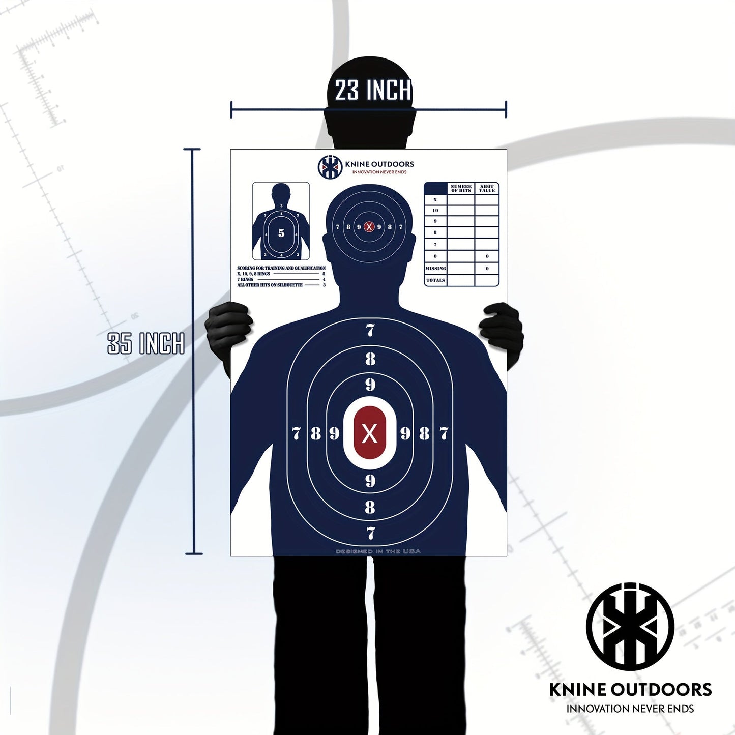 20 pack 20-Pack Bulk Shooting Targets, 23x35 Inch, Red Bullseye Silhouette, Blue Design for Hunting, Handguns, Pistols, Rifles WardBoyzPROShop