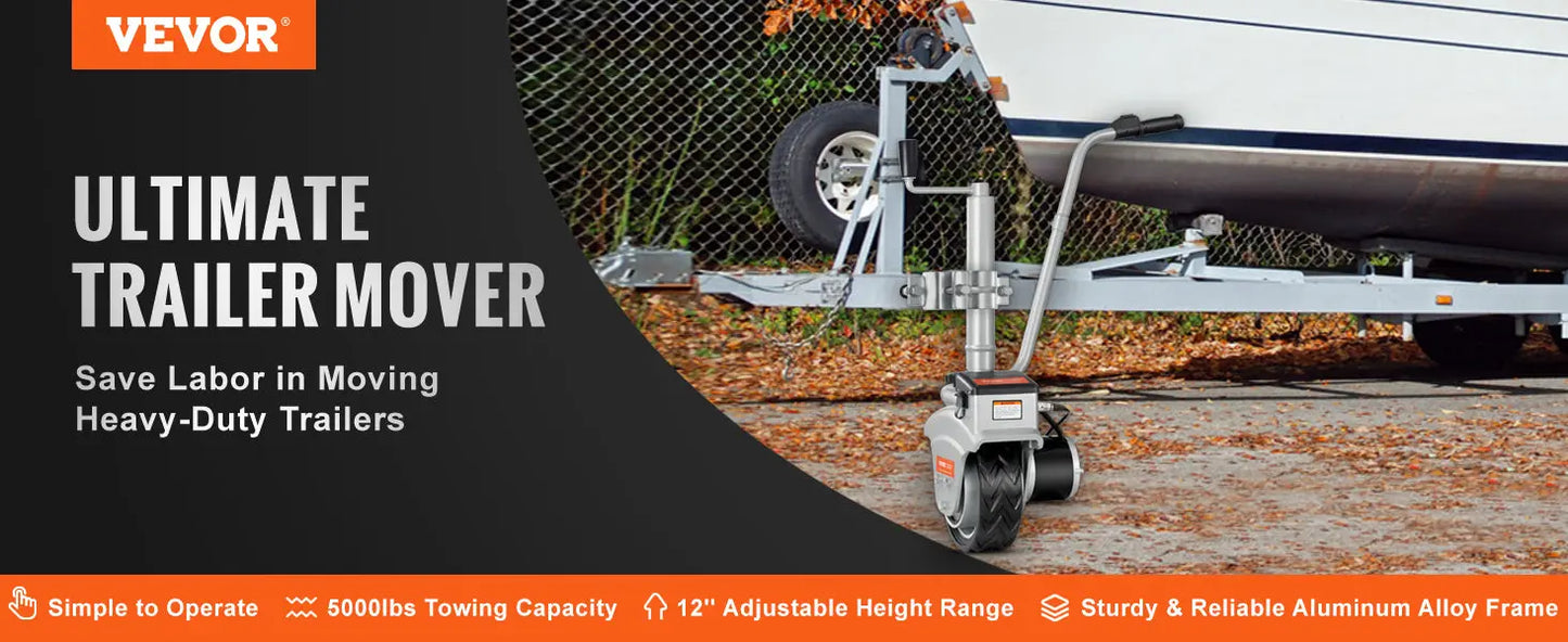 VEVOR 5000lbs Electric Trailer Dolly 12V Trailer Jockey Wheel with 22 ft/min Speed & Adjustable Height for Moving Caravan Boat WardBoyzPROShop