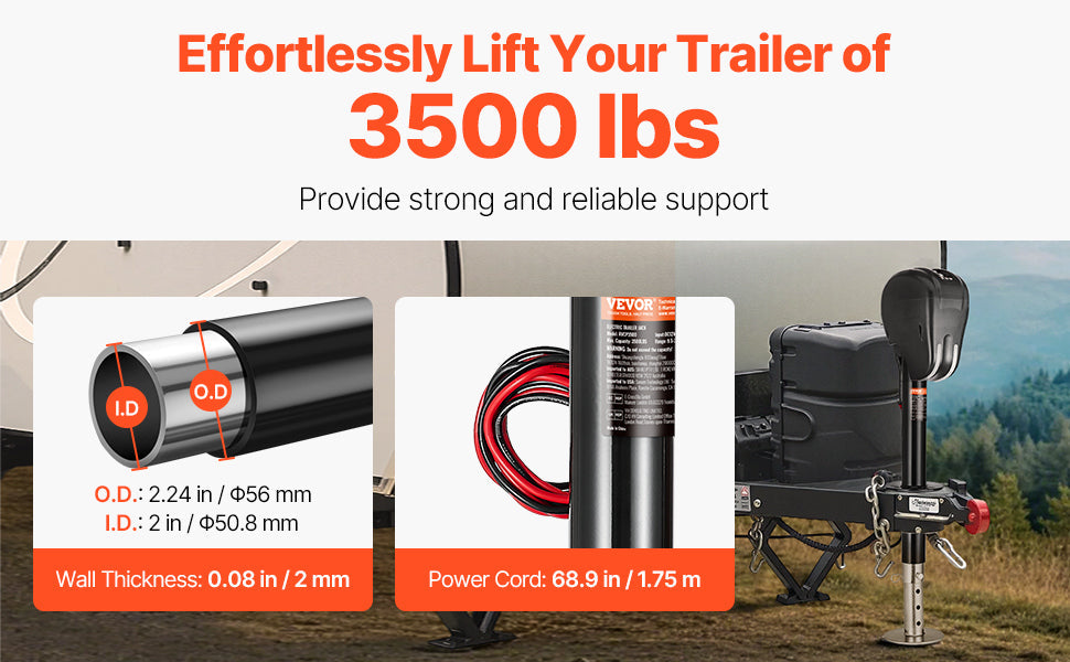VEVOR 3500 lbs Electric Trailer Jack 9.5"-26.3" Lift with 2 Way Connector & Memory Function RV Power Tongue Jack for Campers WardBoyzPROShop