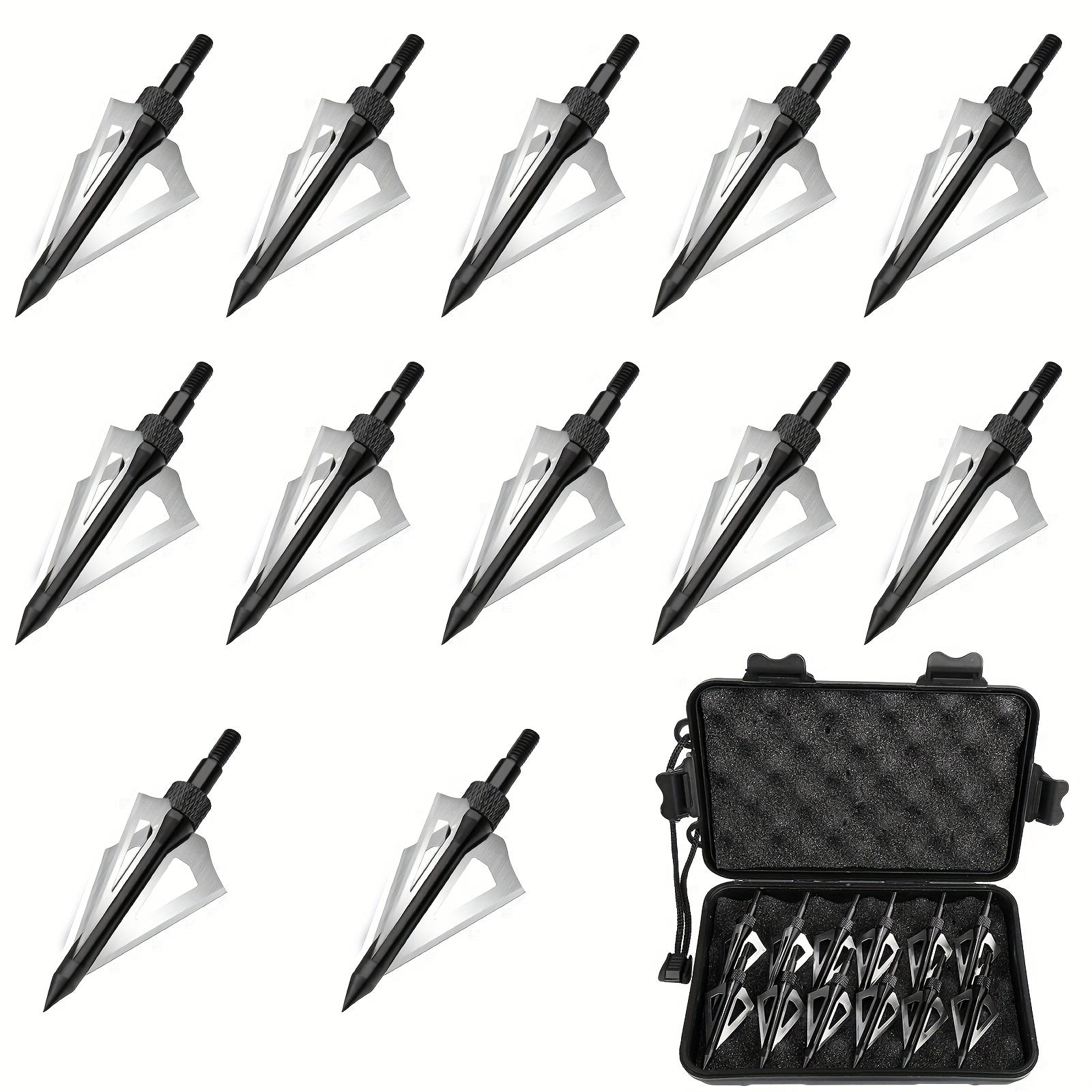12pcs Archery Broadheads, 100 Grain 3 Blades Hunting Arrowheads, Stainless Steel Broadheads for Crossbow and Compound Bow WardBoyzPROShop