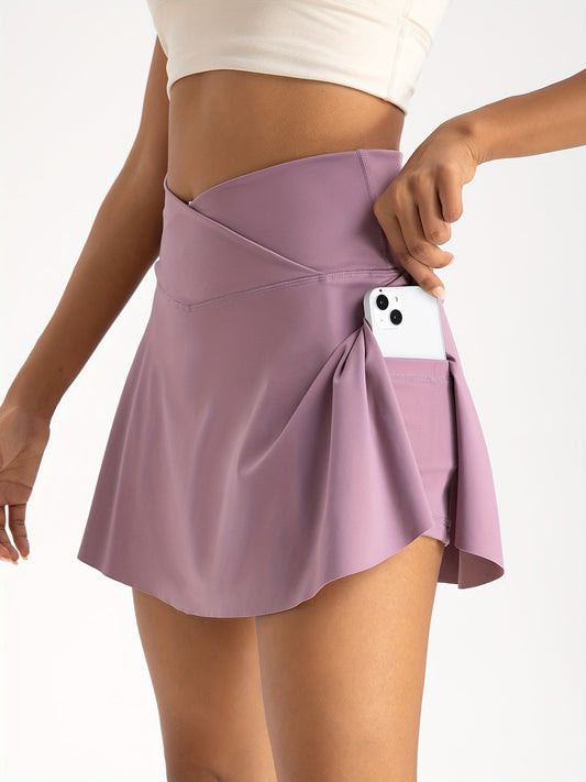 Women's 2-in-1 Tennis Skirt With Inner Pocket Shorts - High Waist Golf And Yoga Activewear WardBoyzPROShop