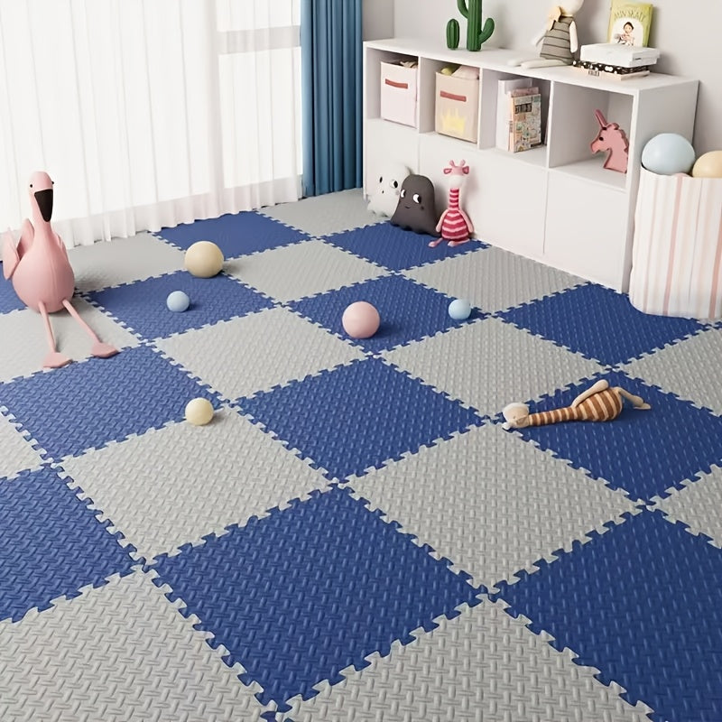 40 Piece Beige, Pink, Navy Blue, Gray Spliced Floor Mats - 30cm x 30cm x 1.0cm Thick Crawling Mat, Yoga Mat WardBoyzPROShop